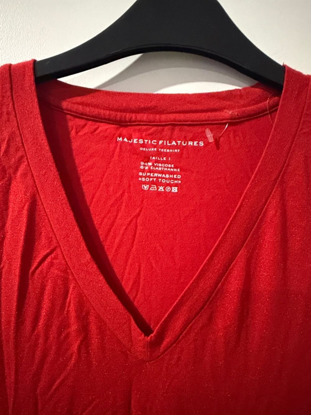 Women's V-Neck Short Sleeve Tee in Red - Picture 3 of 5